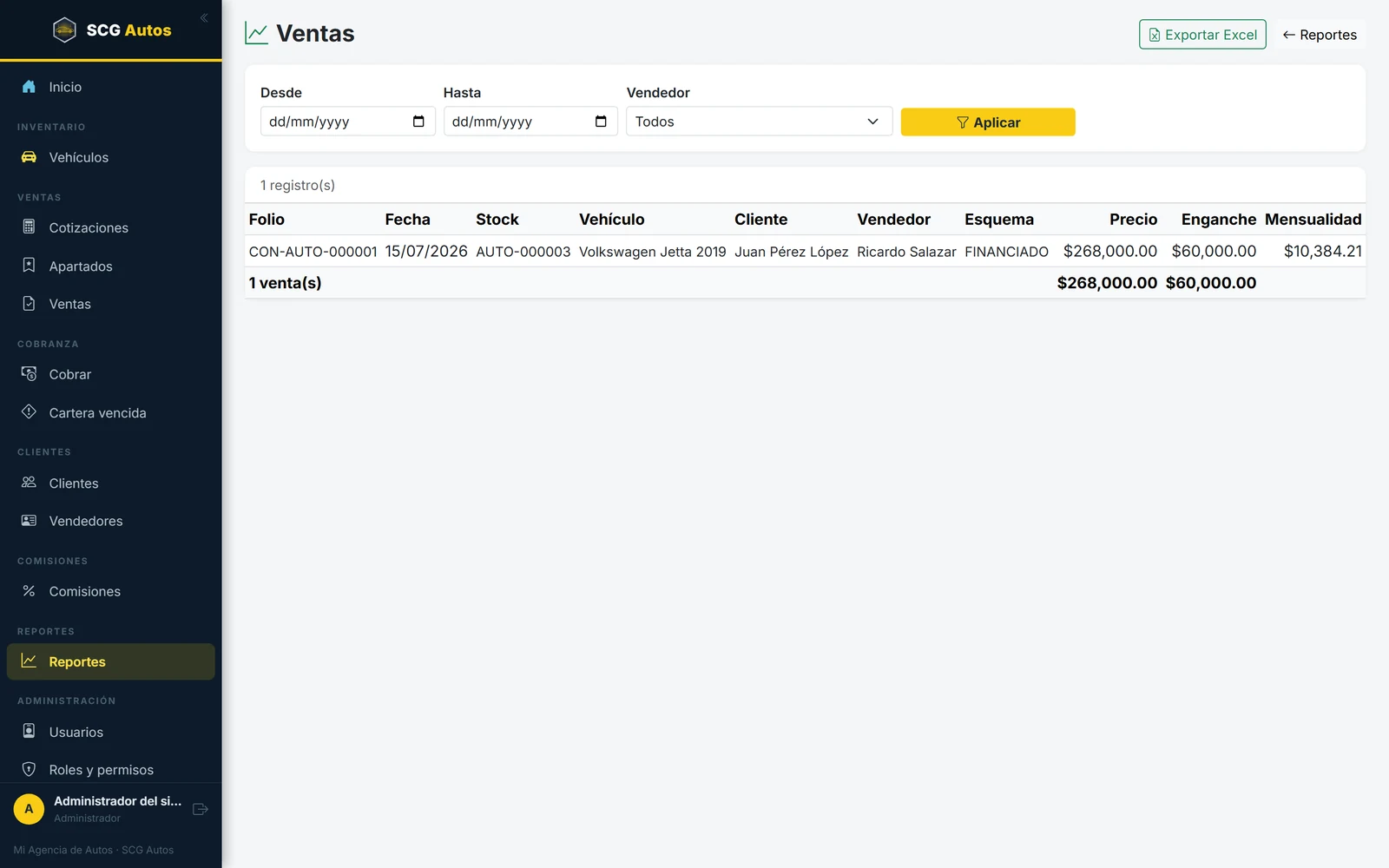 Reporte de ventas