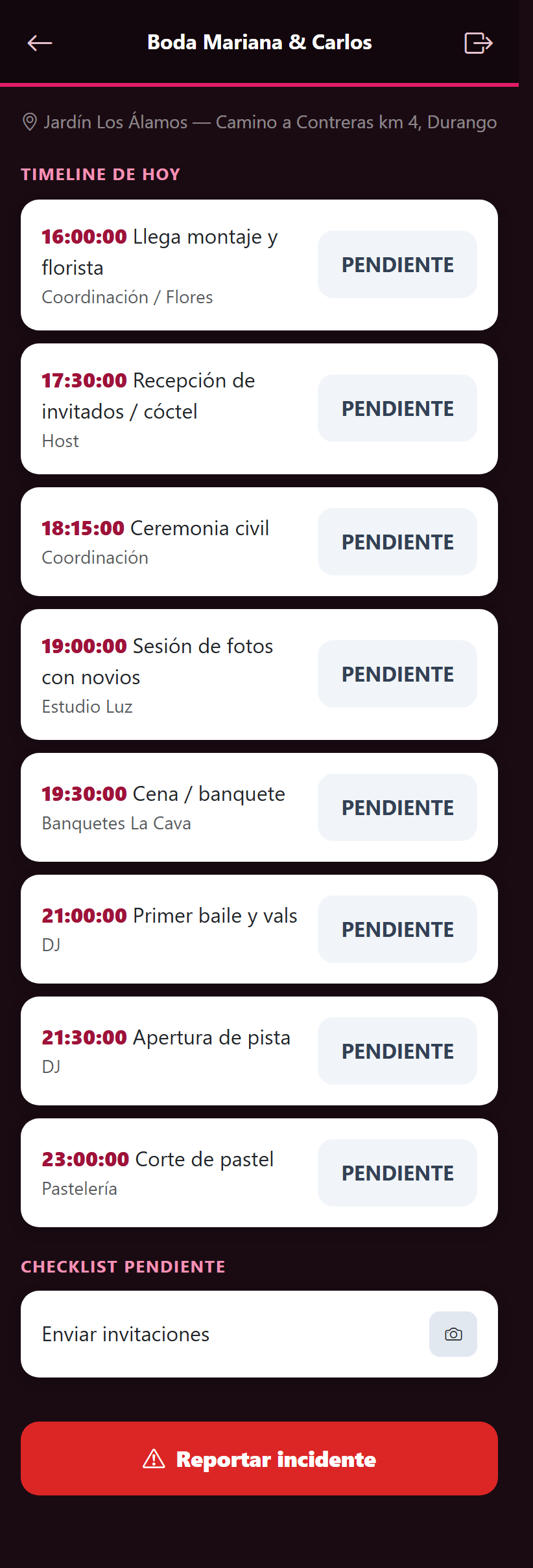 Modo Evento para el staff