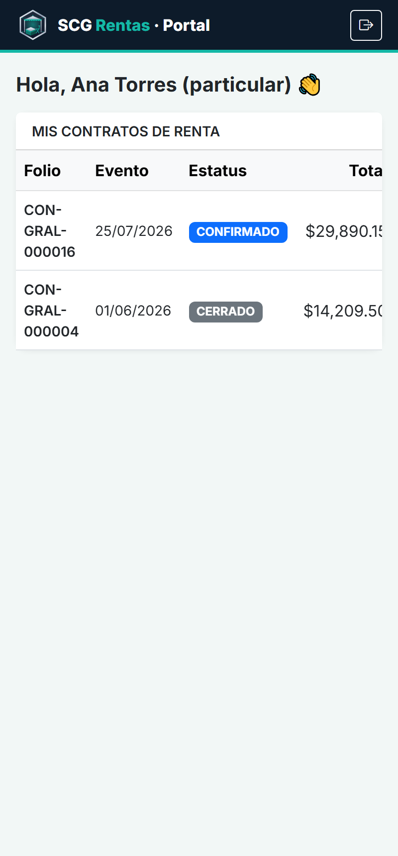 Portal del cliente en el celular